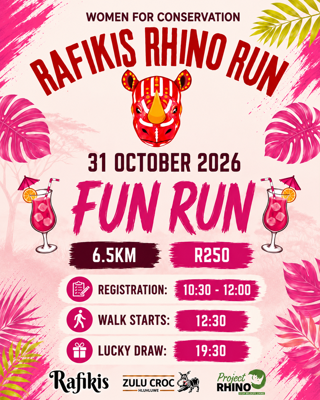 Rafikis Rhino Run 2026 event poster Rafikis Rhino Run 2026 event poster